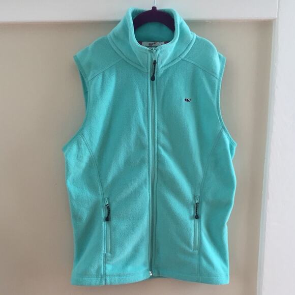Vineyard Vines Aqua Fleece Full Zip Vest Women Small - Picture 1 of 4
